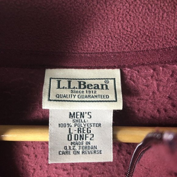 LL Bean Mens Long Sleeve Full Zip Lightweight Fleece Sweater Jacket Maroon Large - Picture 2 of 6